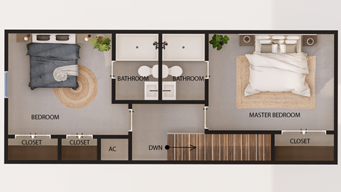 Floor plan for 2 beds, 2 baths, 1100 sqft